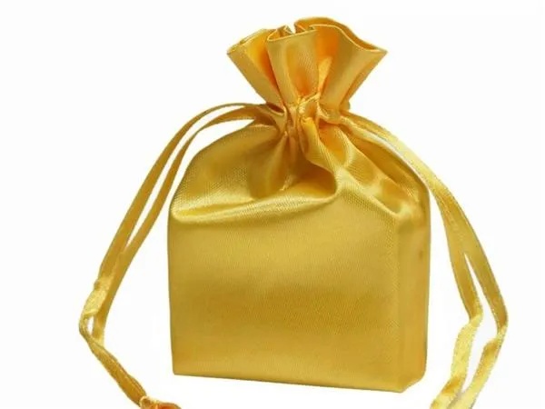 3X4 Gold Elegant Satin Bags - 12 pcs