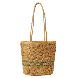 Accessorize London Women's Brown Stripe Raffia Shoulder Beach bag