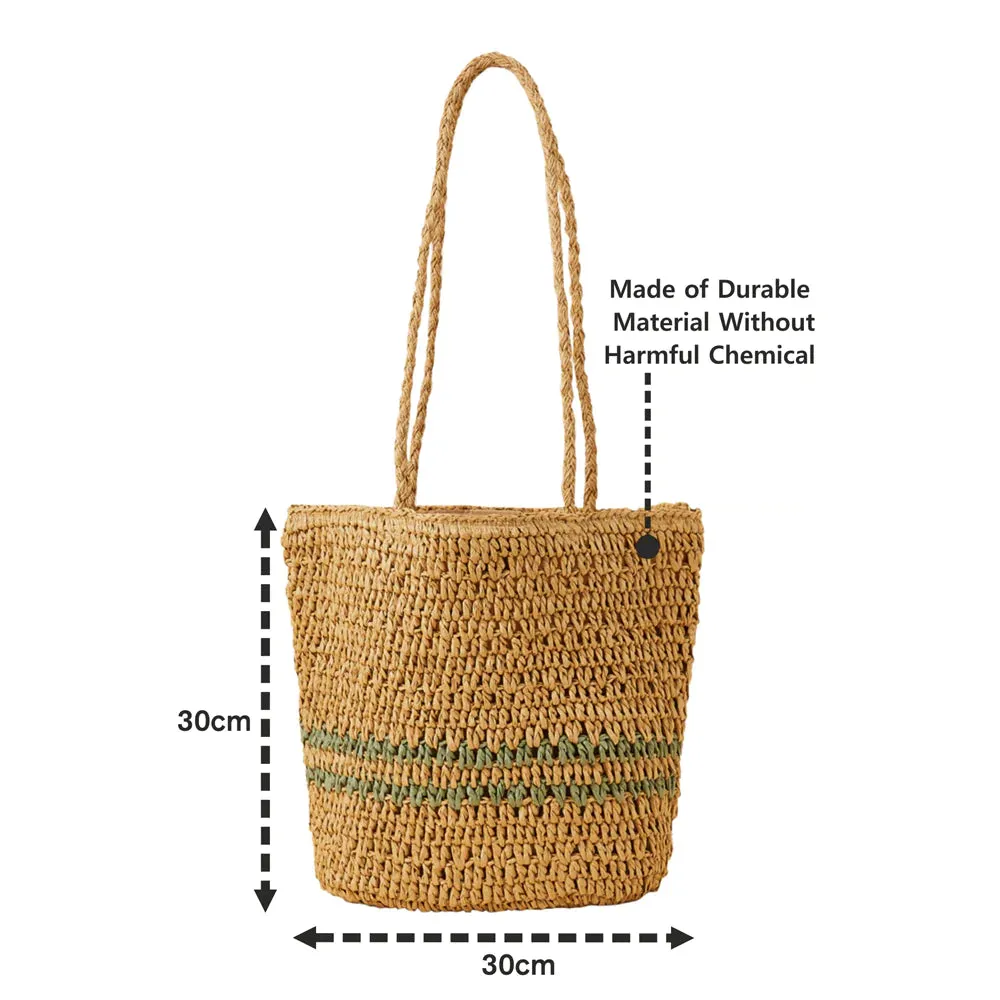 Accessorize London Women's Brown Stripe Raffia Shoulder Beach bag