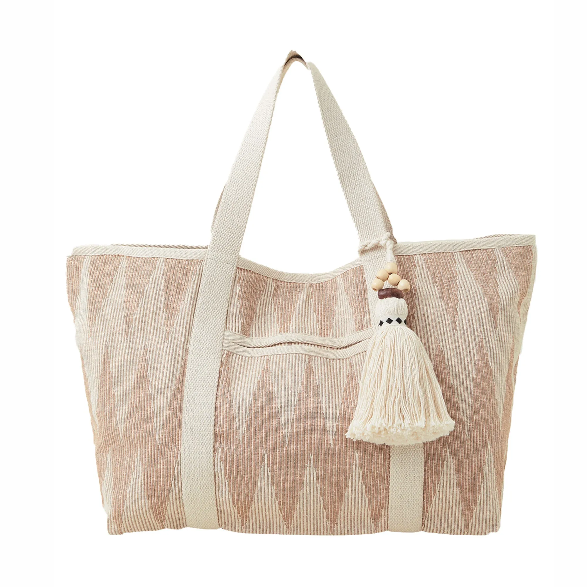 Accessorize London Women's Cream Chevron Beach Bag