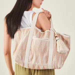 Accessorize London Women's Cream Chevron Beach Bag