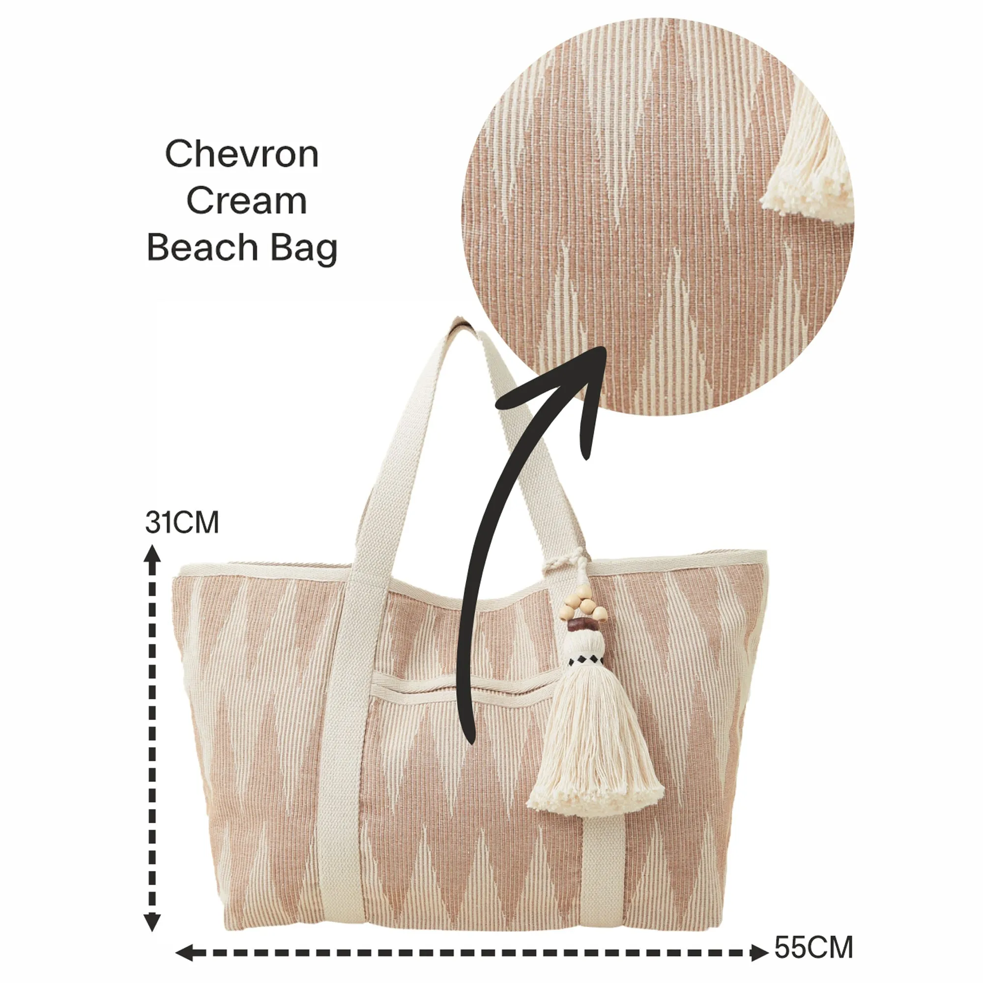 Accessorize London Women's Cream Chevron Beach Bag