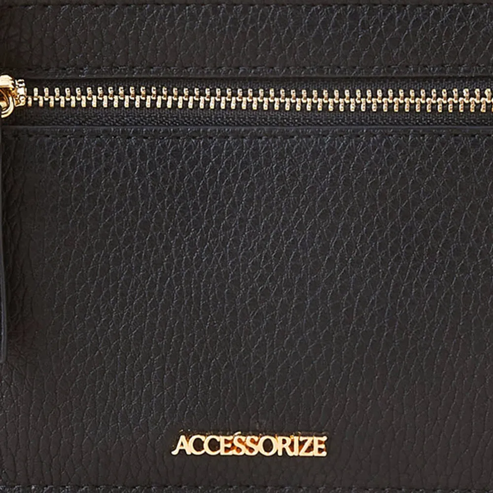 Accessorize London Women's Faux Leather Black Large Functional Cardholder