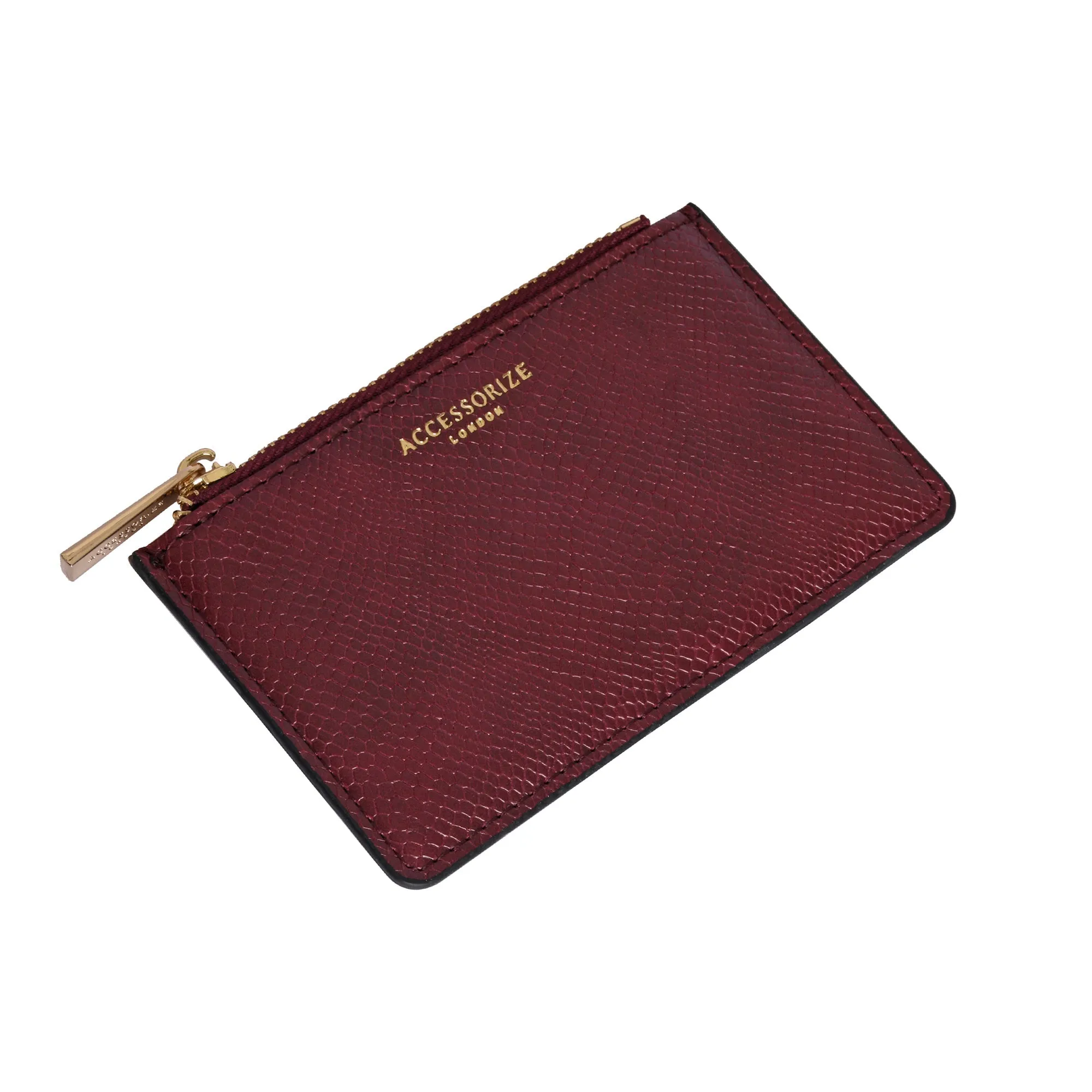 Accessorize London Women's Faux Leather Burgundy Plain Card Holder