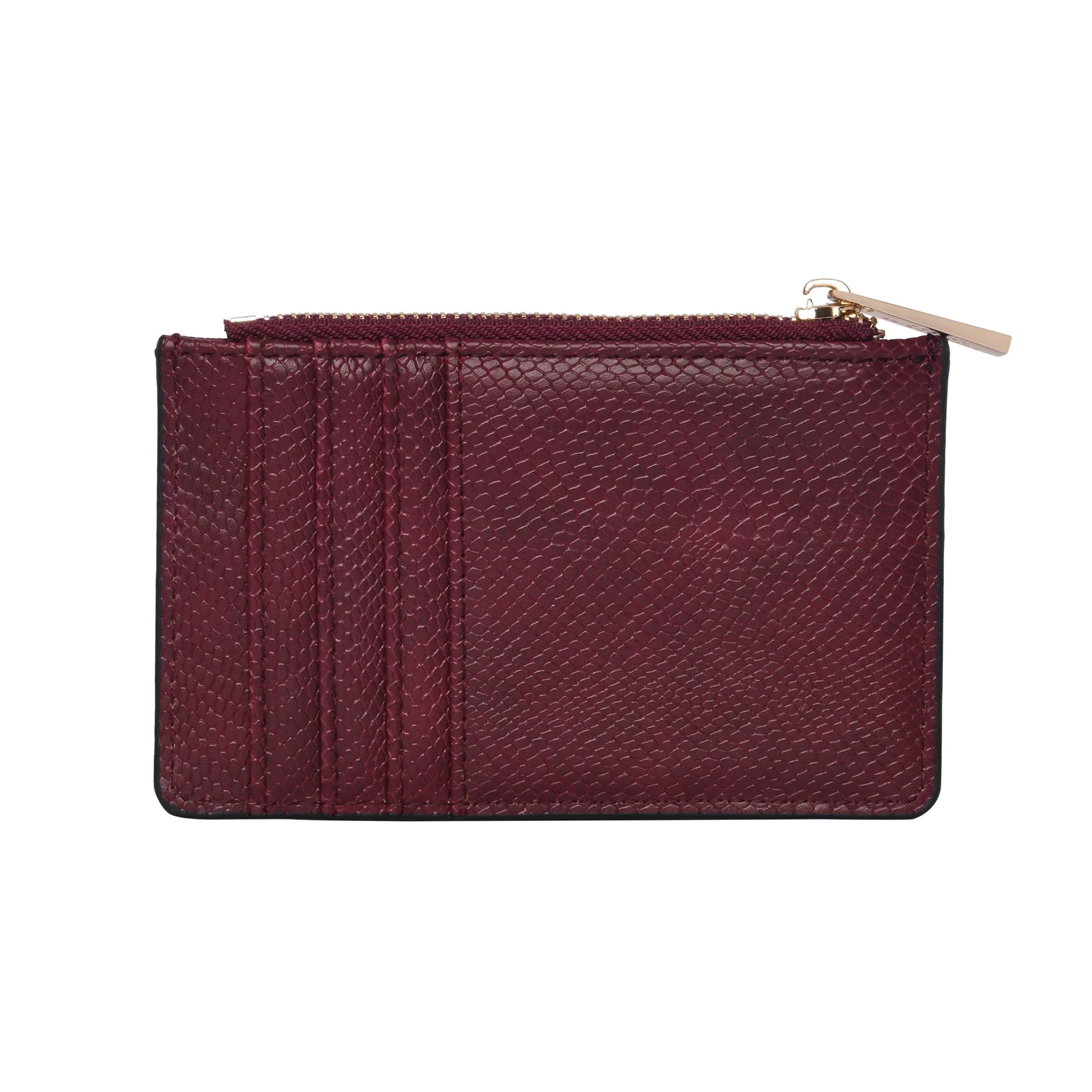 Accessorize London Women's Faux Leather Burgundy Plain Card Holder