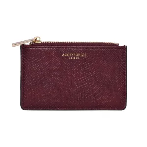 Accessorize London Women's Faux Leather Burgundy Plain Card Holder