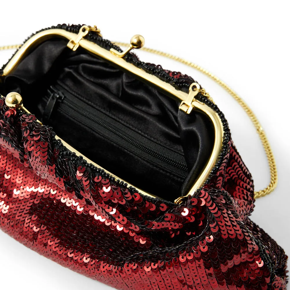 Accessorize London Women's Red Sasha Sequin Clutch