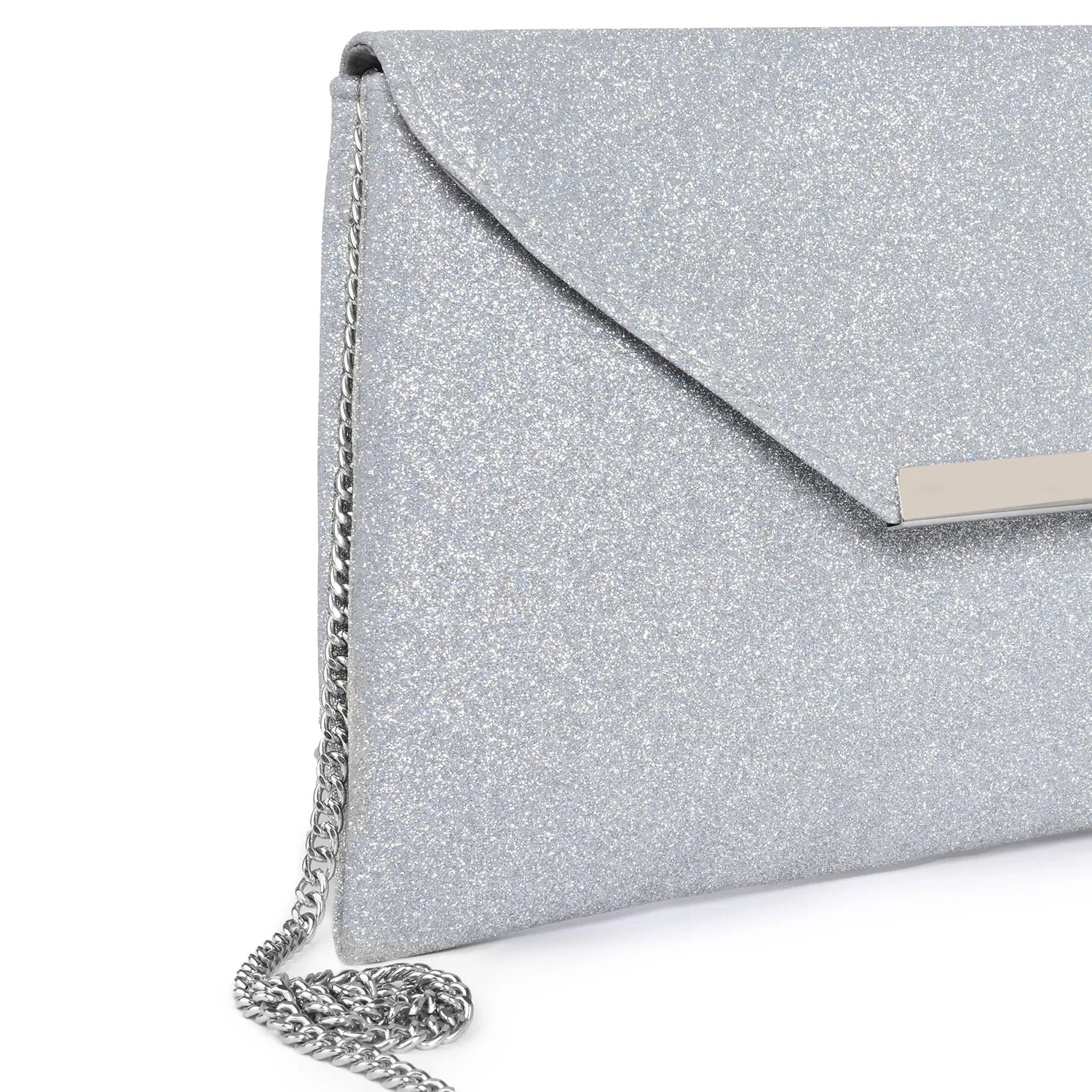 Accessorize London Women's Silver Foil PU Clutch Party bag