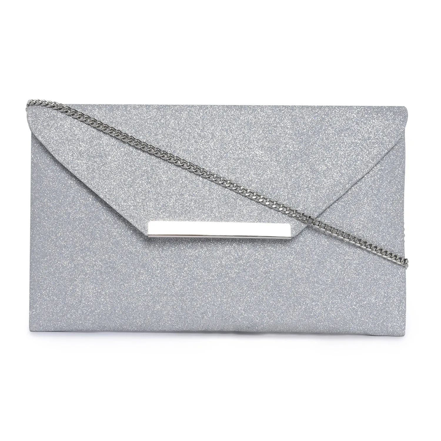 Accessorize London Women's Silver Foil PU Clutch Party bag