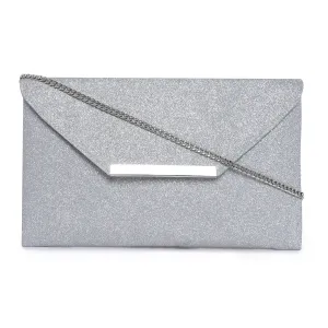 Accessorize London Women's Silver Foil PU Clutch Party bag