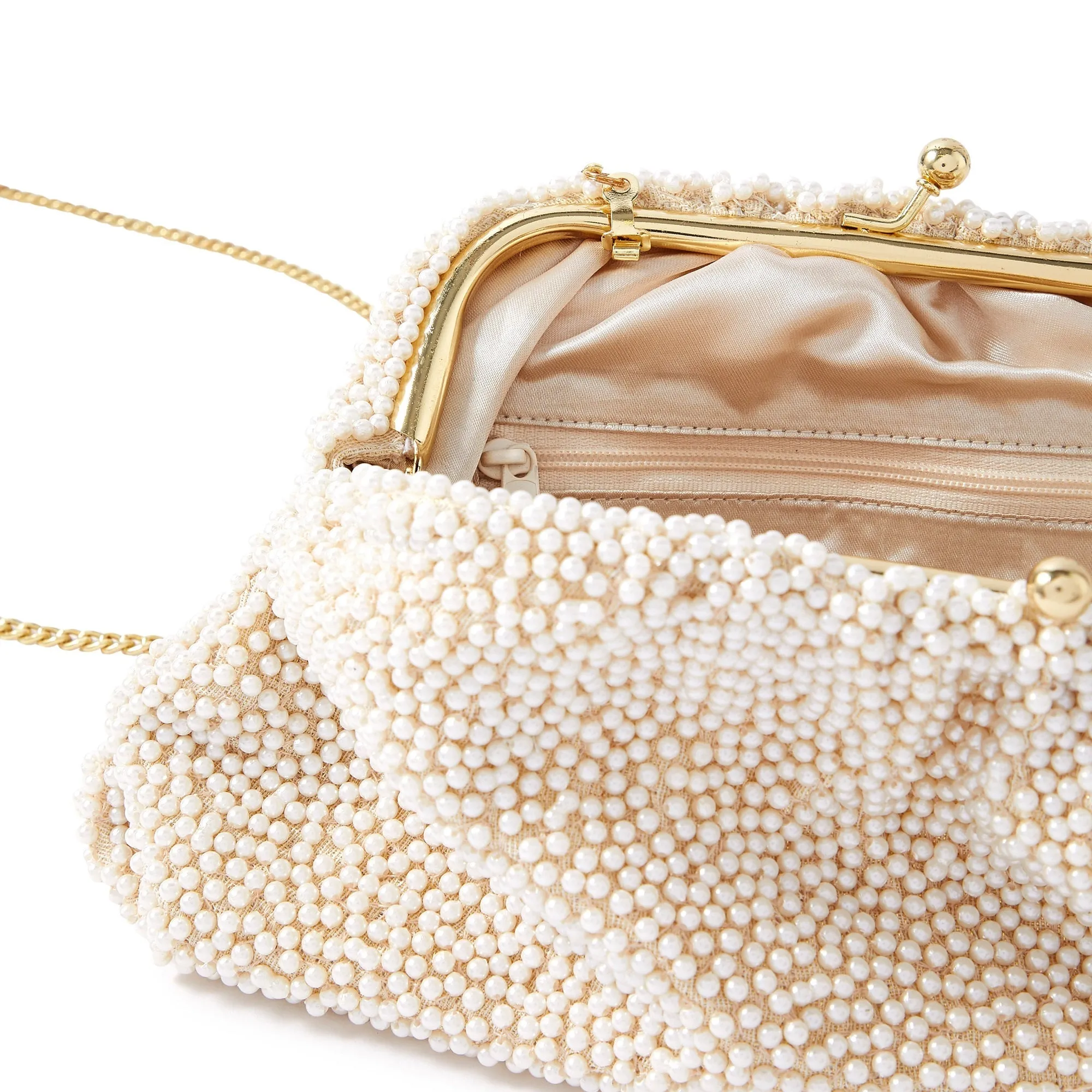 Accessorize London Women's White Pearl Cloud Clutch Party Bag