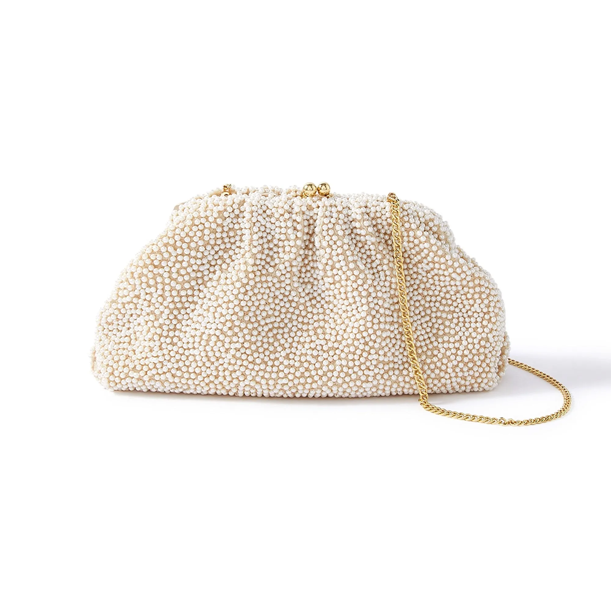 Accessorize London Women's White Pearl Cloud Clutch Party Bag