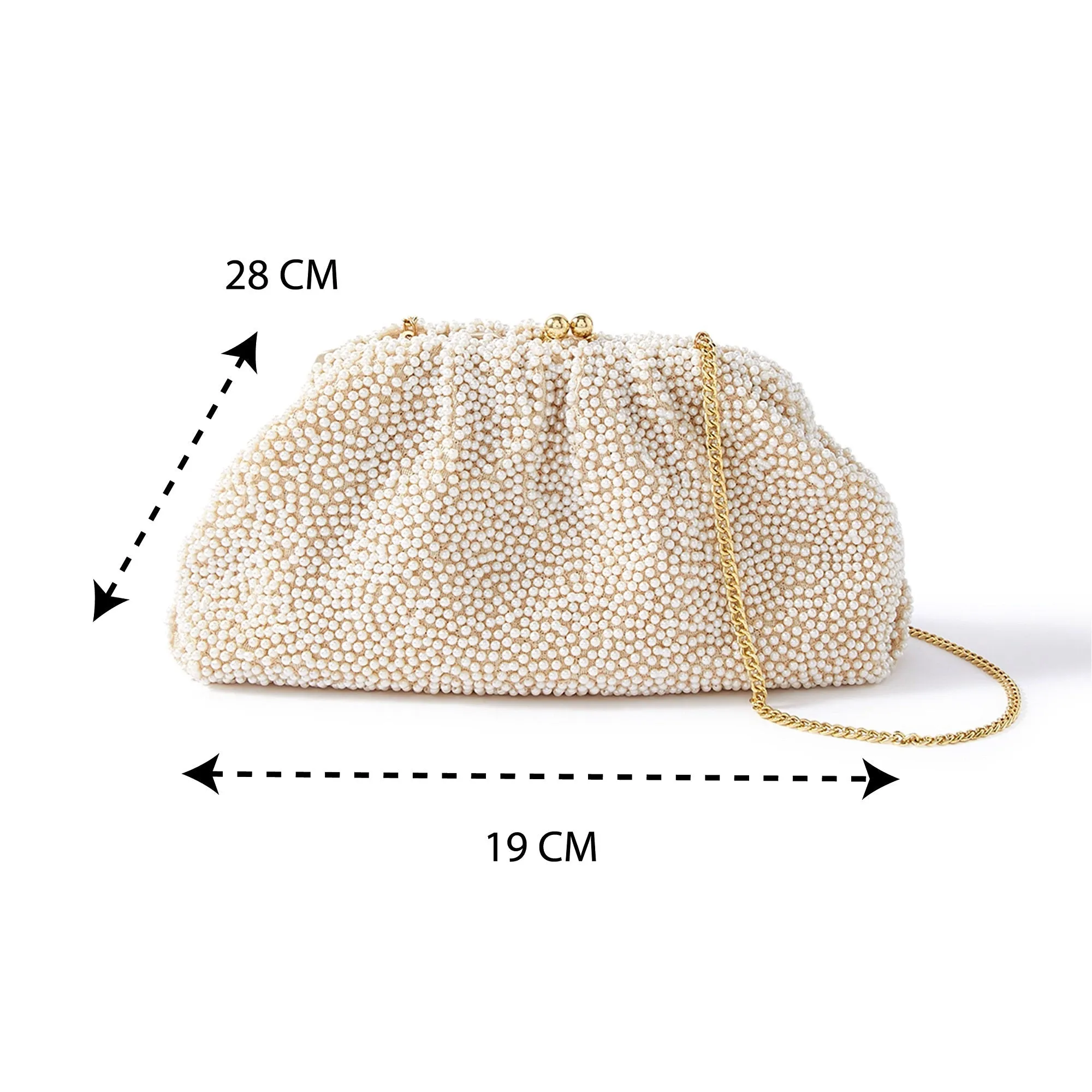 Accessorize London Women's White Pearl Cloud Clutch Party Bag