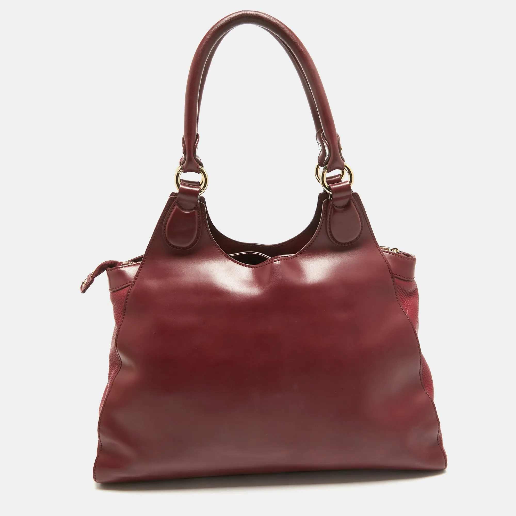 AIGNER Burgundy/Red Leather Charm Tote