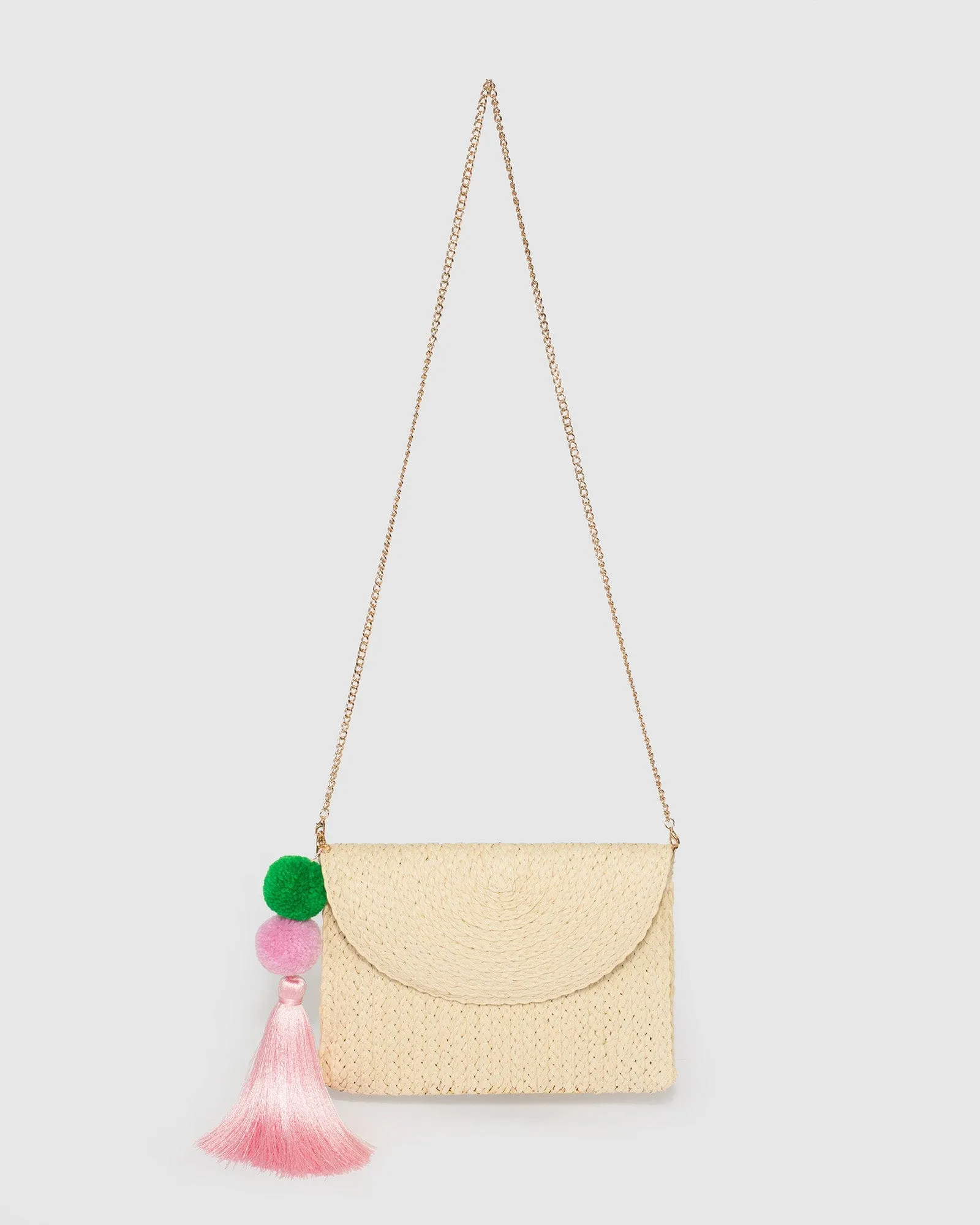 Beige Alessandria Tassel Pouch Bag