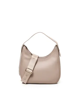 Beige Micrograin Hobo Bag