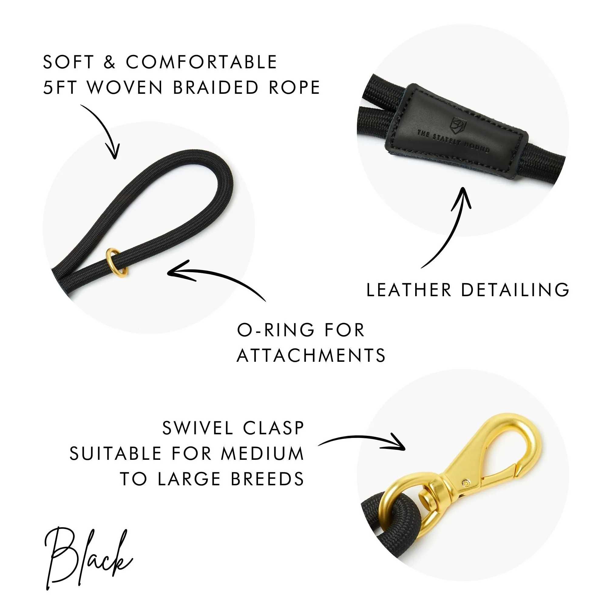 Black Rope Dog Lead – Strong, Stylish & Secure