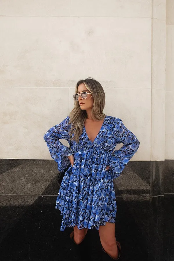 Blue Floral Chiffon Romper - FINAL SALE