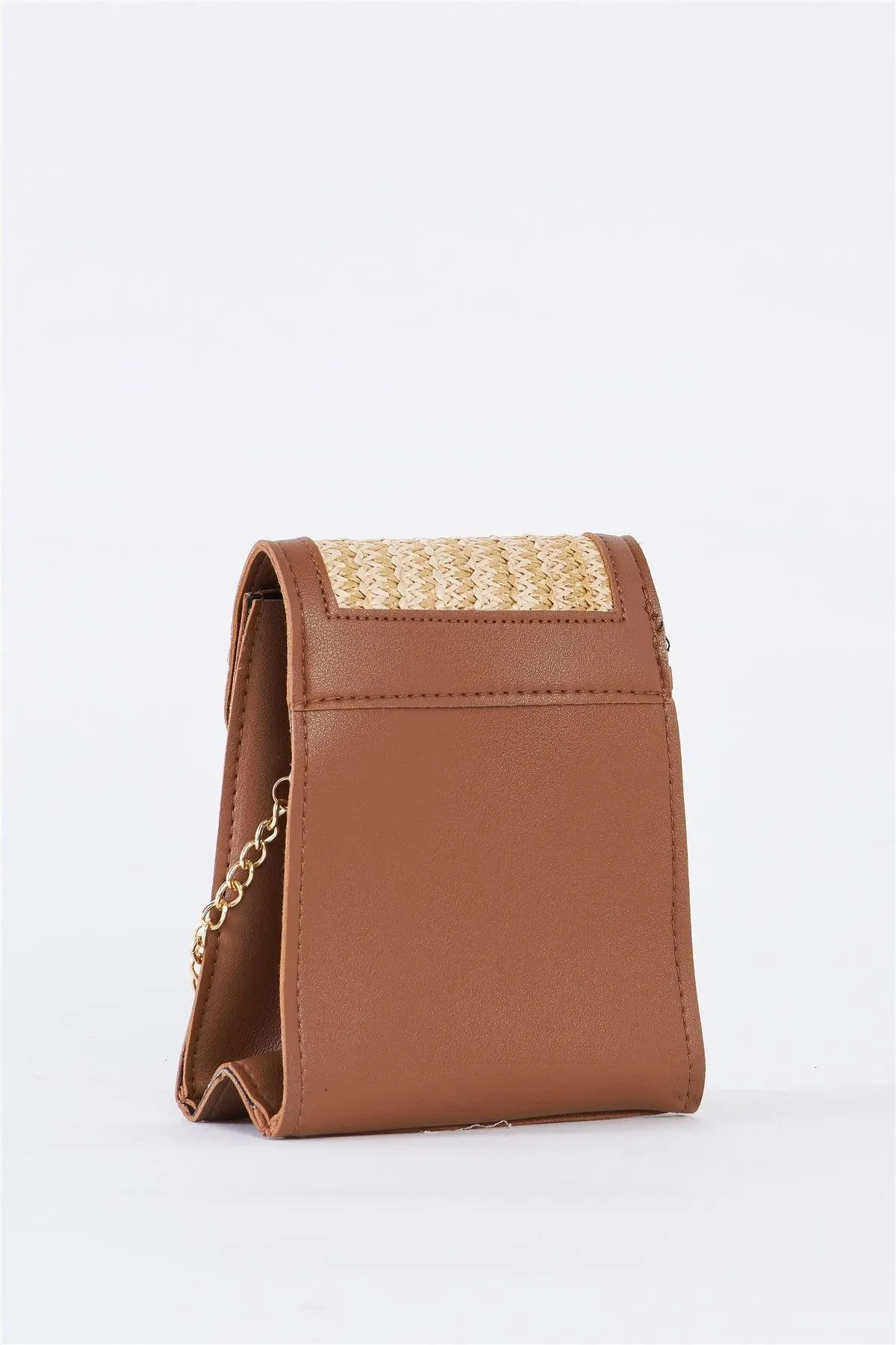 Brown Faux Leather Square Crossbody Bag /3 Bags