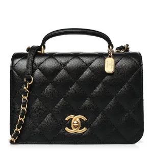 Caviar Quilted Mini Top Handle Flap Black