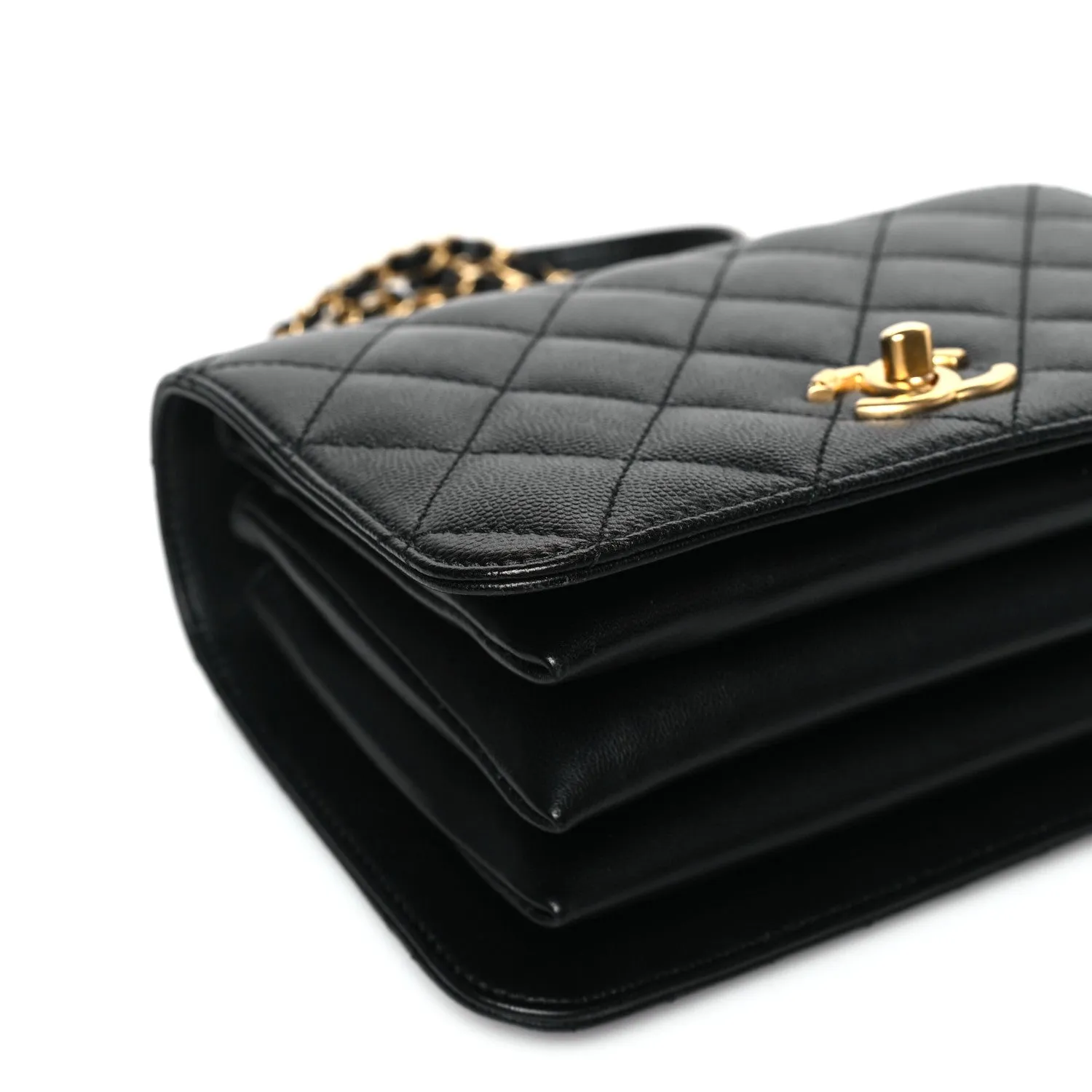 Caviar Quilted Mini Top Handle Flap Black