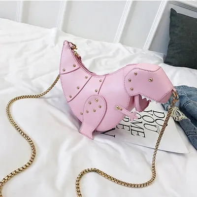 Chic Personalized Riveting Design Dinosaur Shape Mini Soft PU Messenger Bag