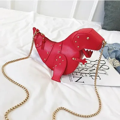 Chic Personalized Riveting Design Dinosaur Shape Mini Soft PU Messenger Bag