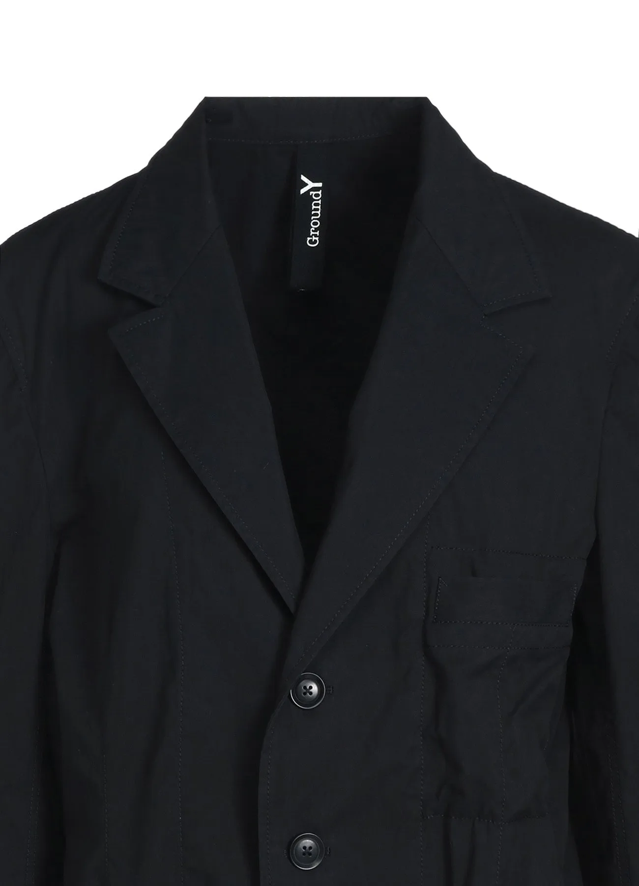 COTTON/NYLON OXFORD LONG JACKET WITH FULLED WOOL GAUZE POCKETS