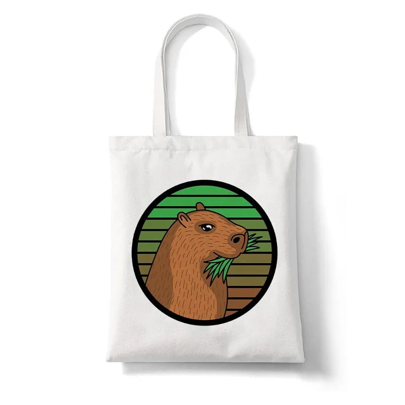 Cute Capybara Reusable Canvas Tote Bag