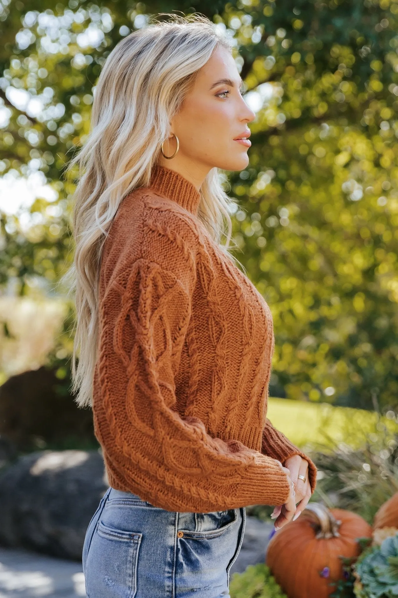 Fall Fest Cable Knit Sweater - Burnt Orange - FINAL SALE