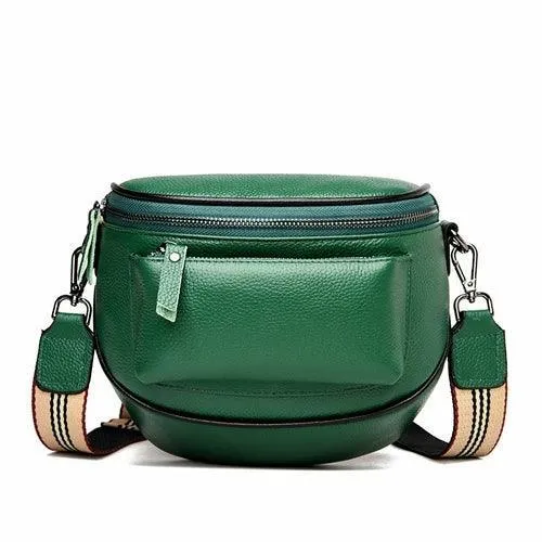 Fashion Lady's Leather One-Shoulder Saddle Bag