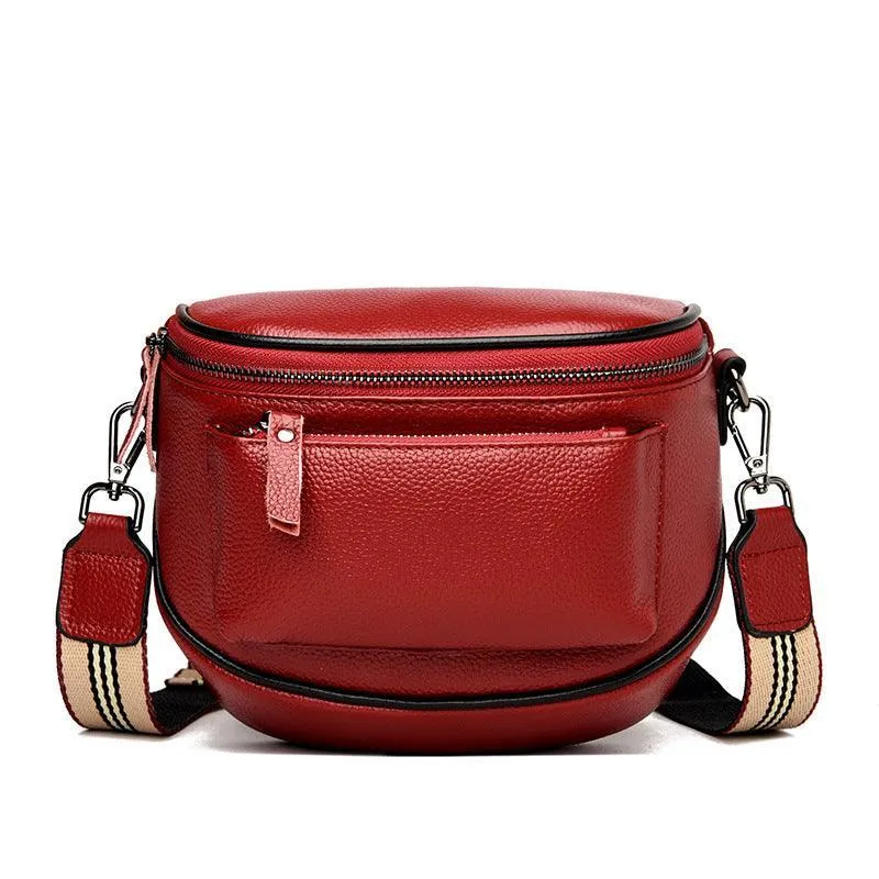 Fashion Lady's Leather One-Shoulder Saddle Bag