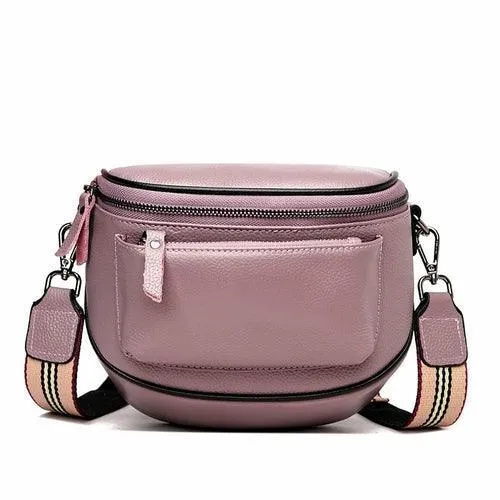 Fashion Lady's Leather One-Shoulder Saddle Bag