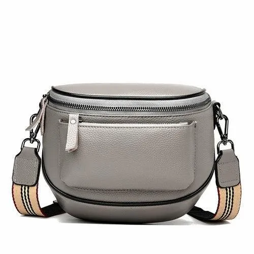 Fashion Lady's Leather One-Shoulder Saddle Bag