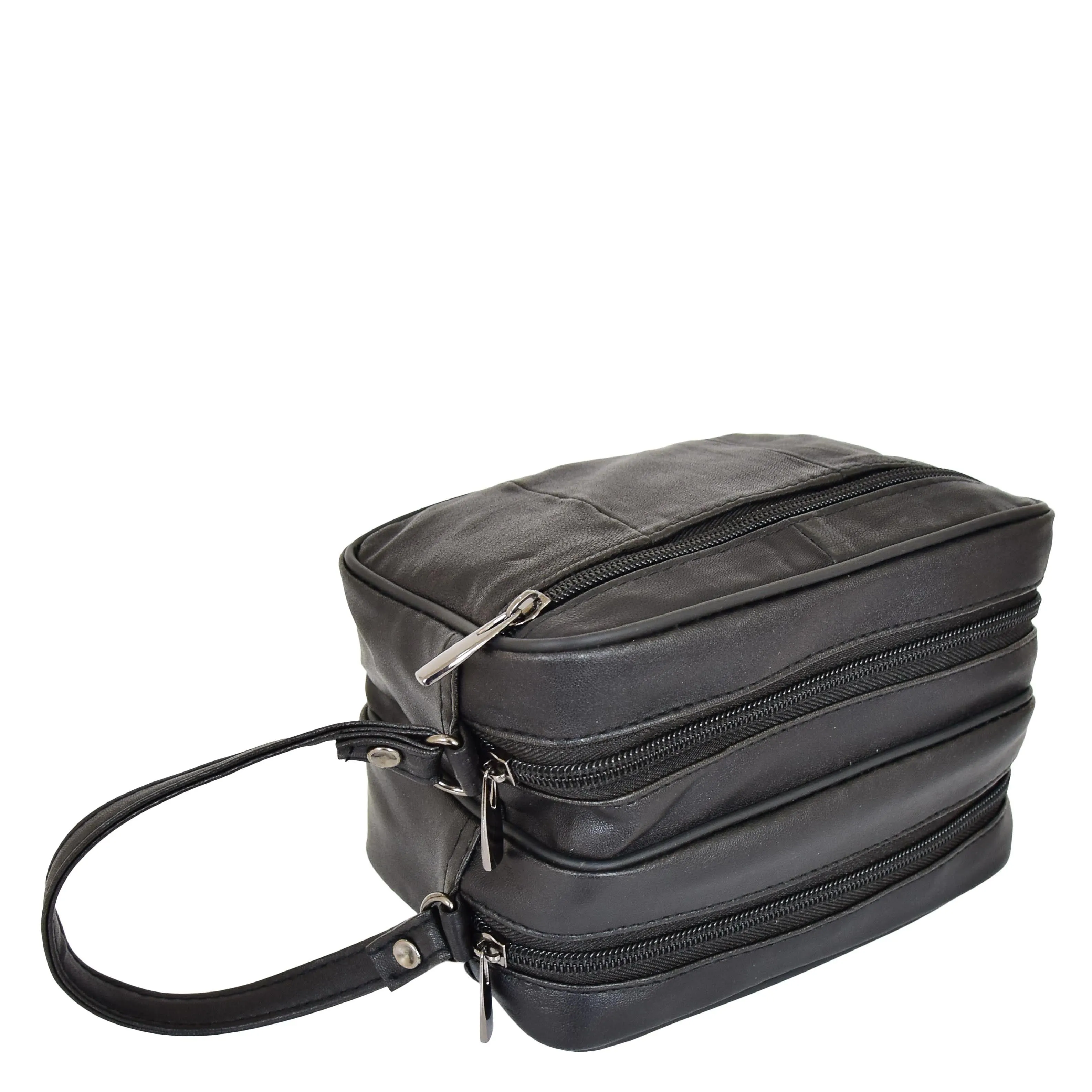 Gents Real Leather Wrist Bag Clutch Travel Black Bag Mason