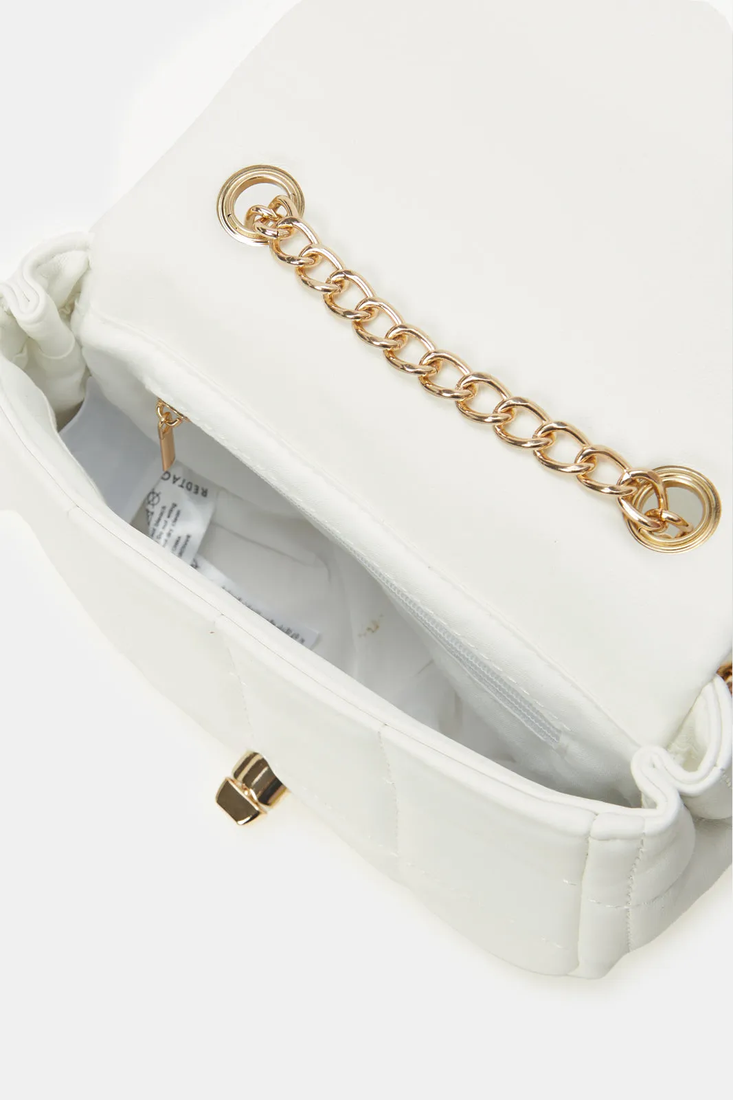 Girls White Quilted Cross Body Bag