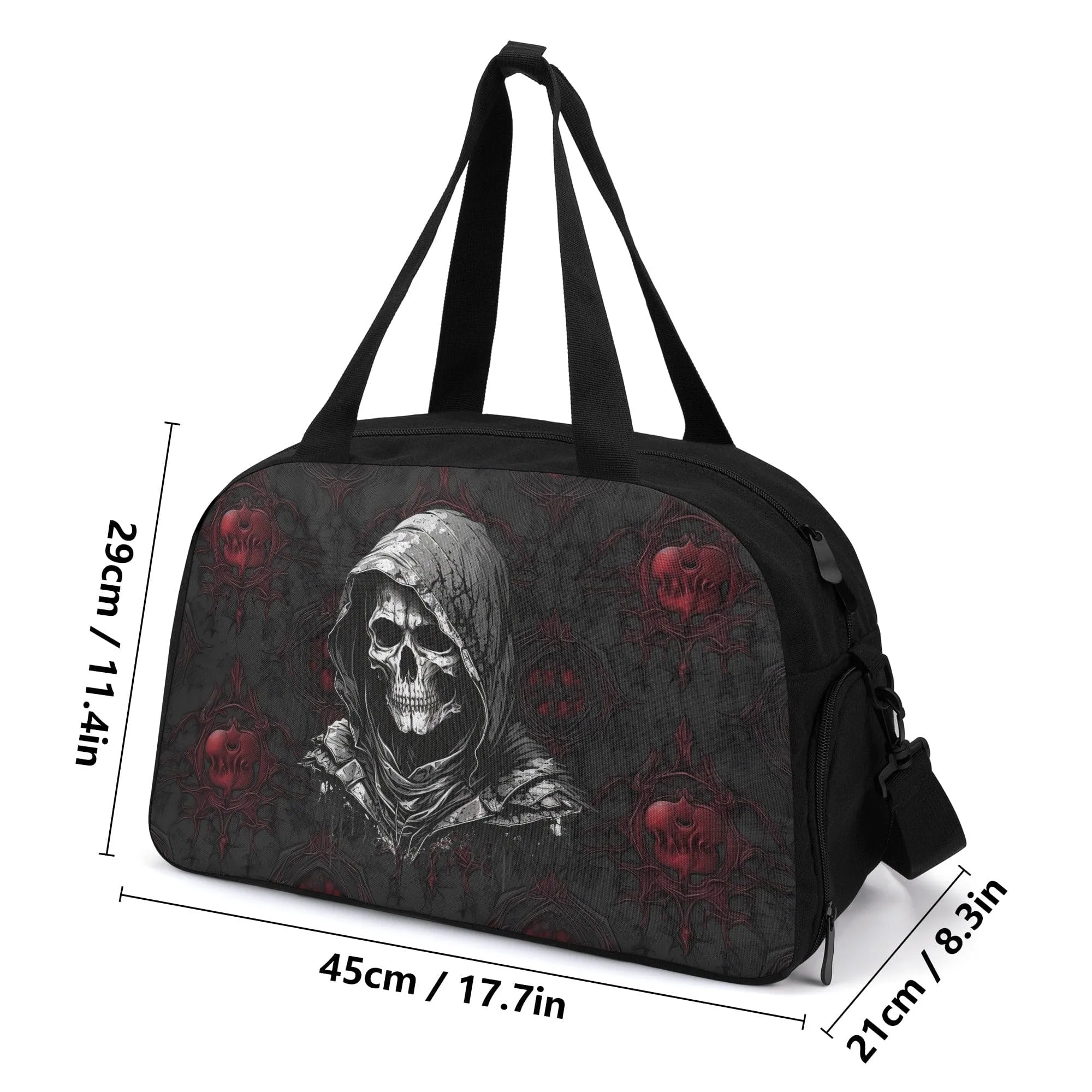 Gothic Black & Red Grim Reaper Travel Luggage Bag