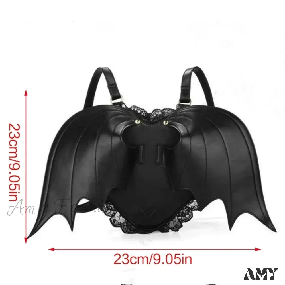 Gothic Lace Bag Dating Backpack Trendy Bat Shopping Daypack PU Wing