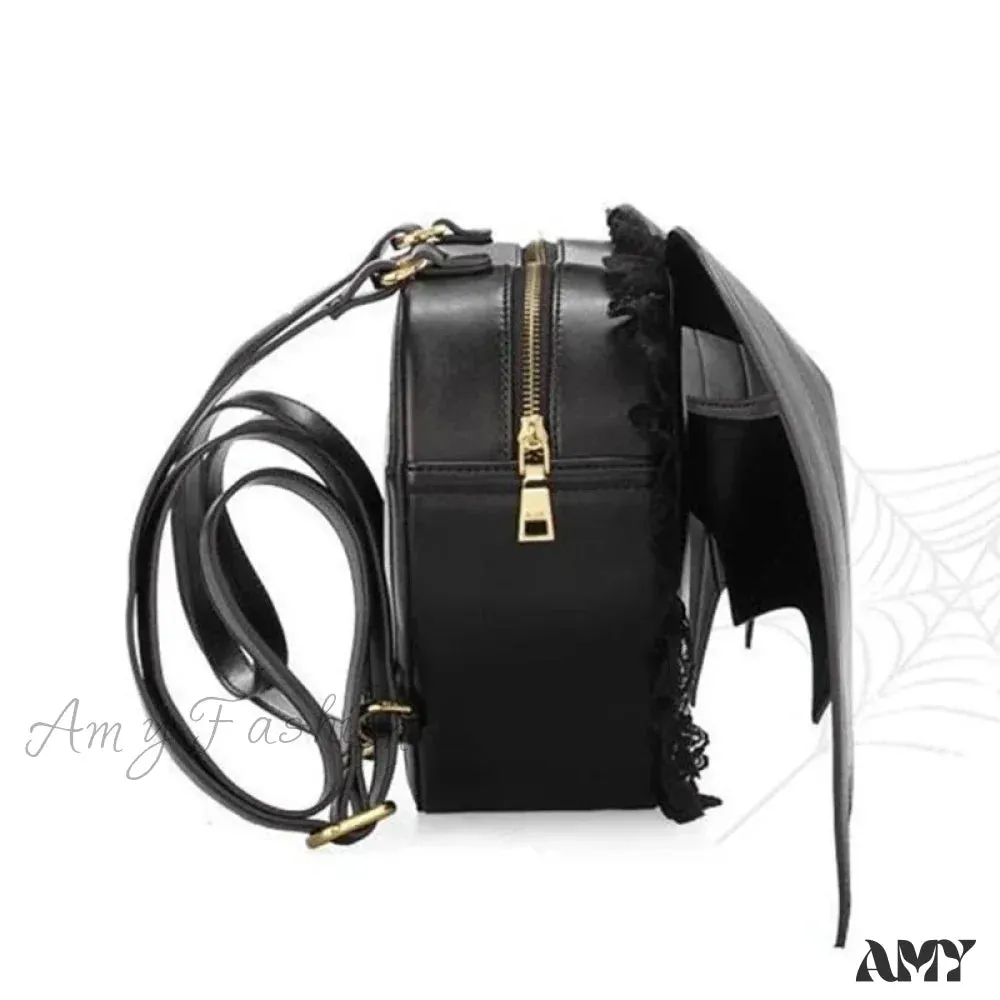 Gothic Lace Bag Dating Backpack Trendy Bat Shopping Daypack PU Wing