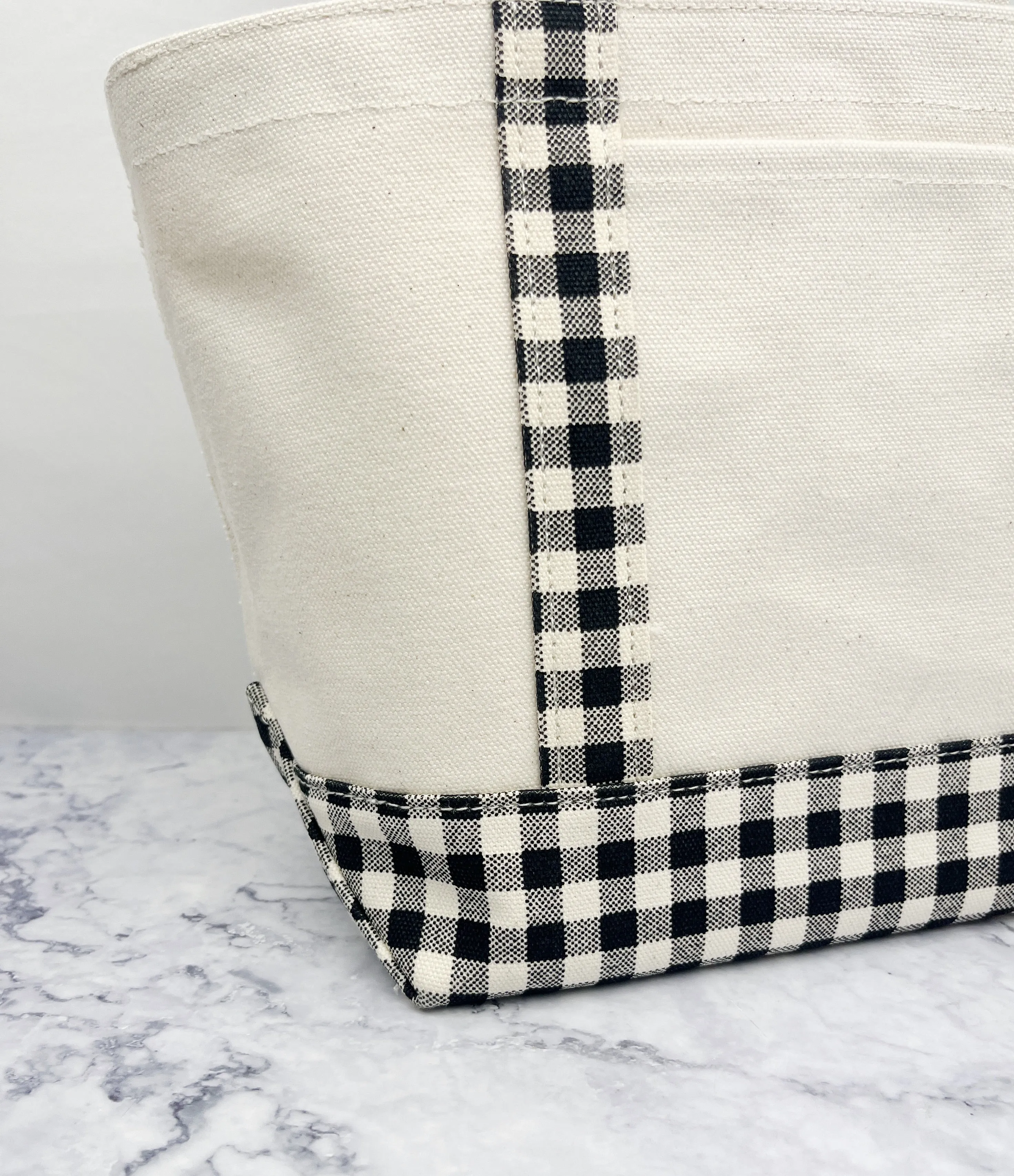 Heavyweight Tote with Black and White Gingham