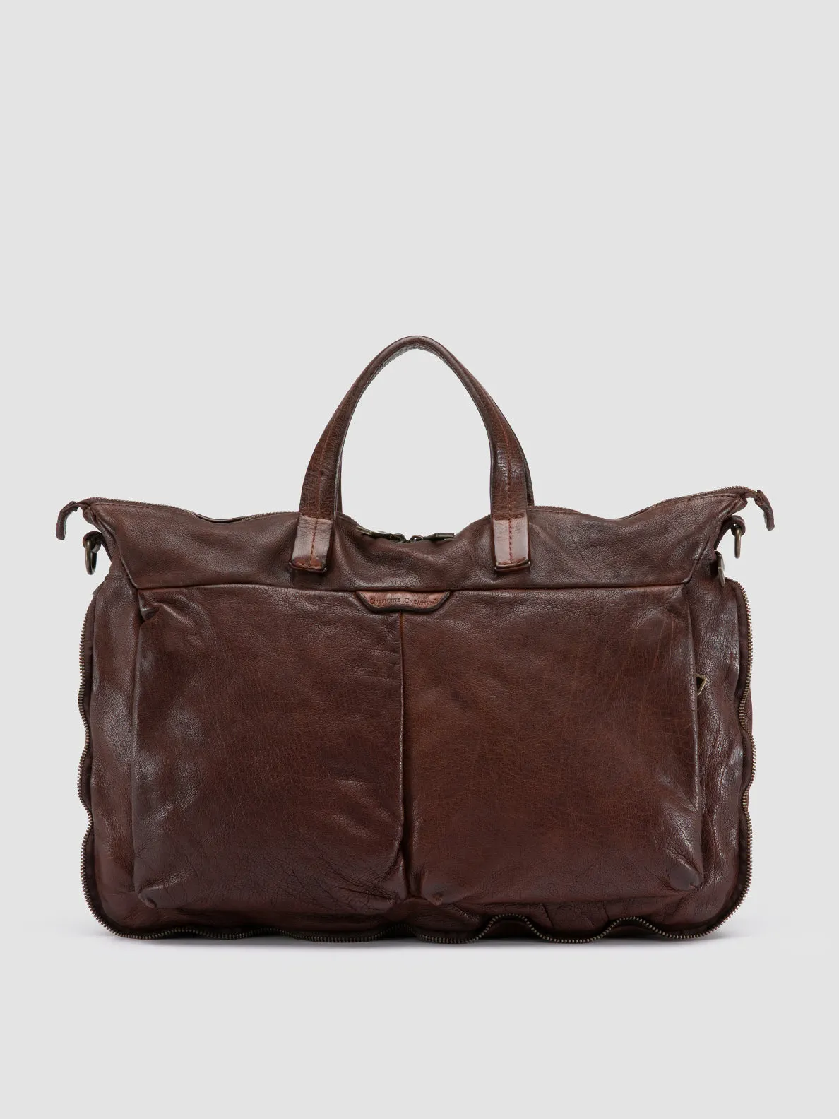 HELMET 046 - Brown Leather Briefcase