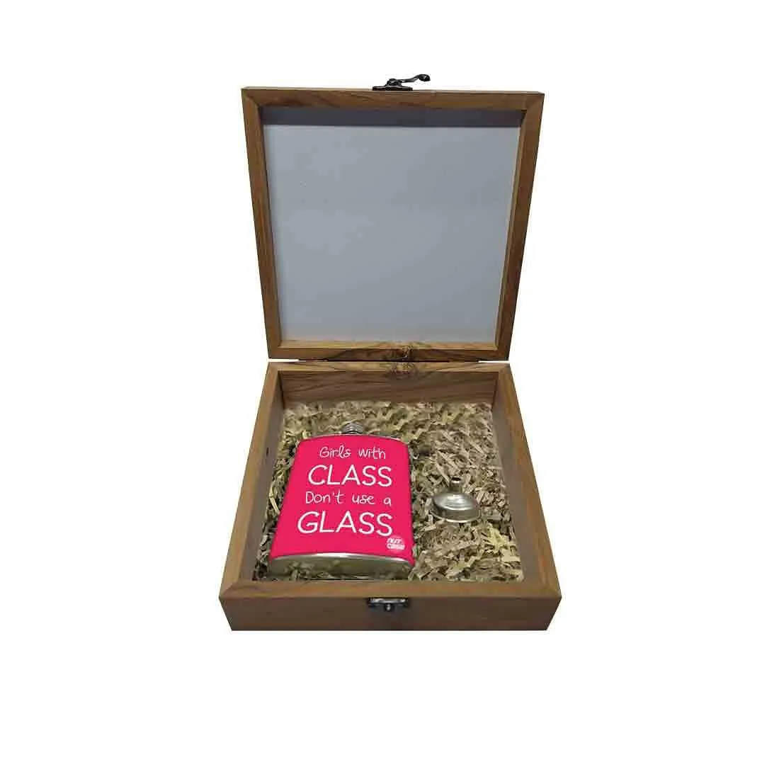 Hip Flask Gift Box -Hip Flask For Women -Girls with Class Don't Need A Glass