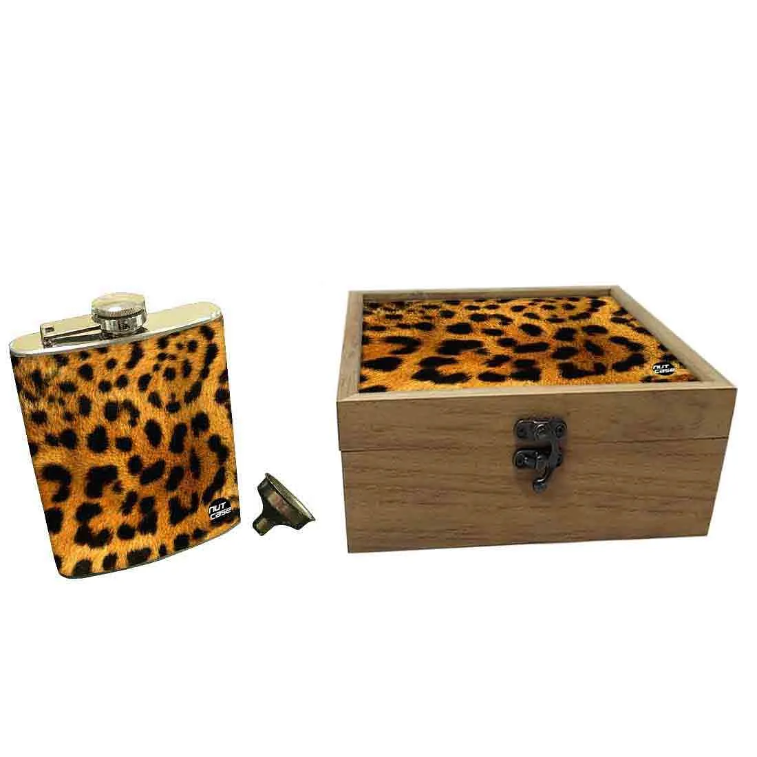 Hip Flask Gift Box -Leopard