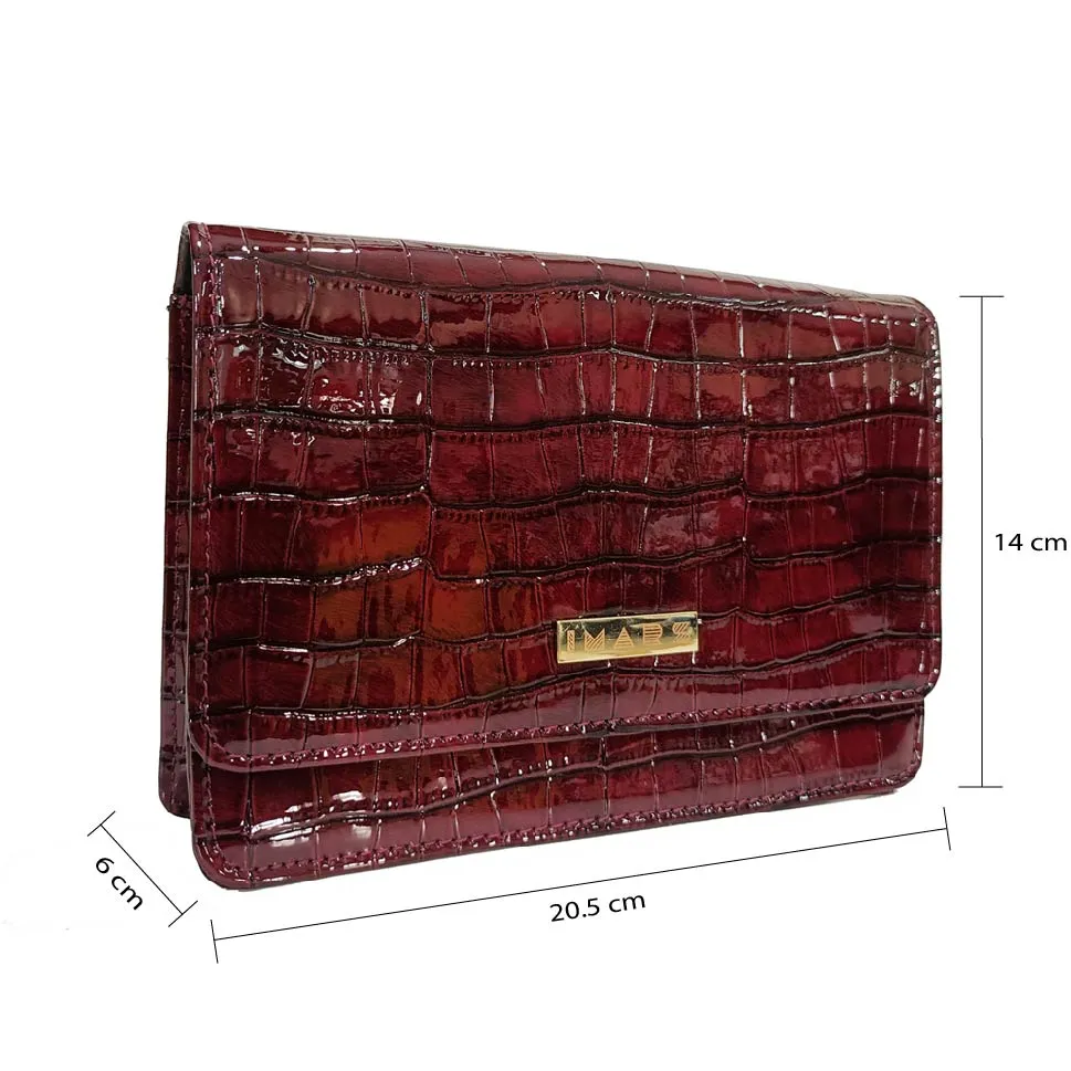 IMARS Stylish Crossbody Cherry Croco For Women & Girls (Sling Bag) Made With Faux Leather