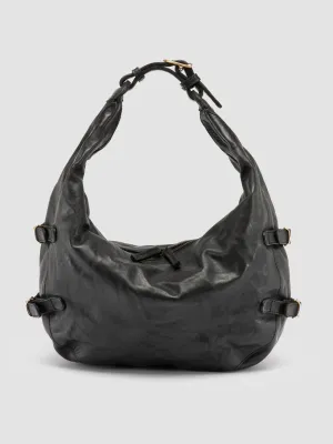 JULIE 008 - Black Leather Shoulder Bag