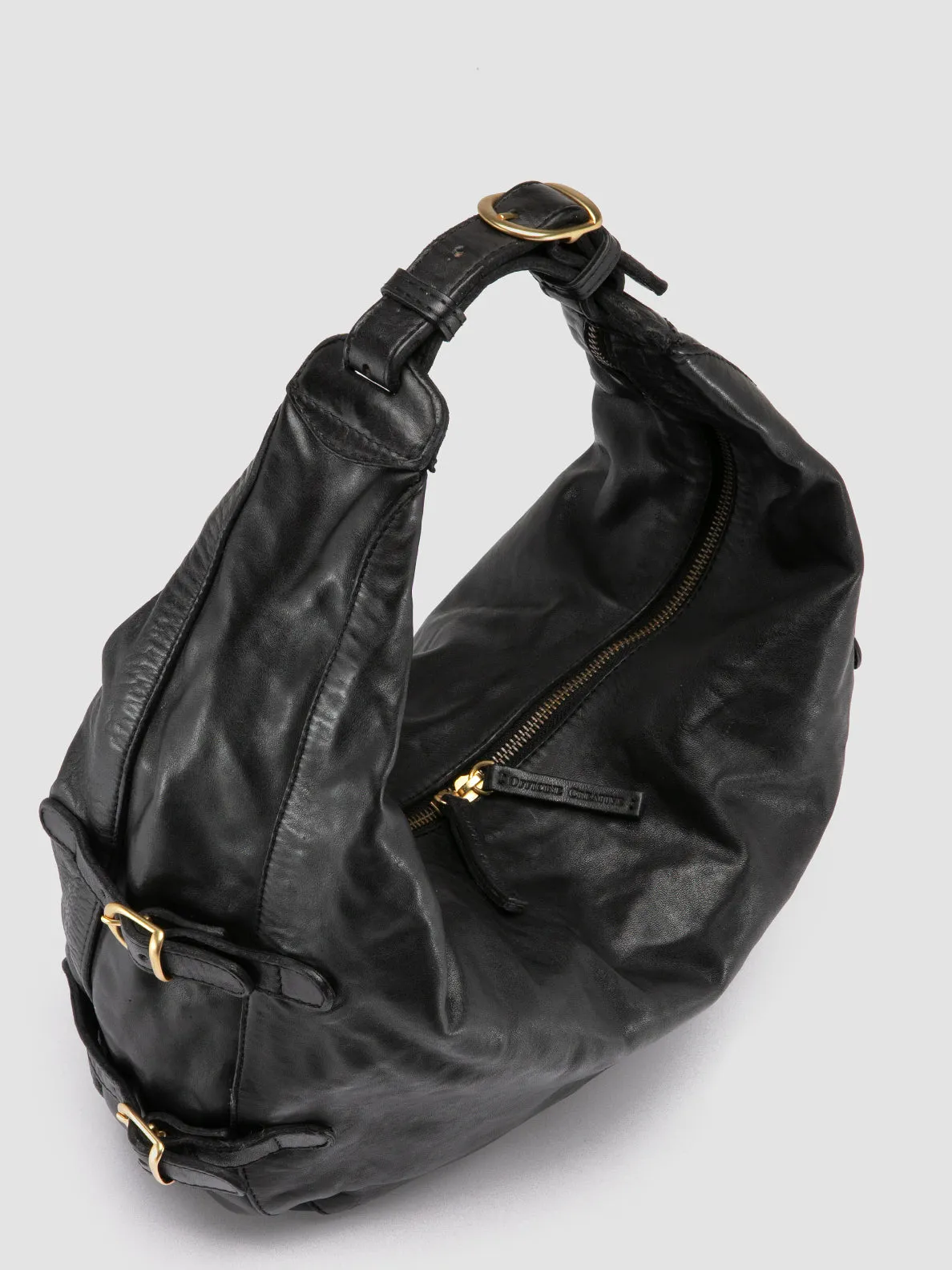 JULIE 008 - Black Leather Shoulder Bag