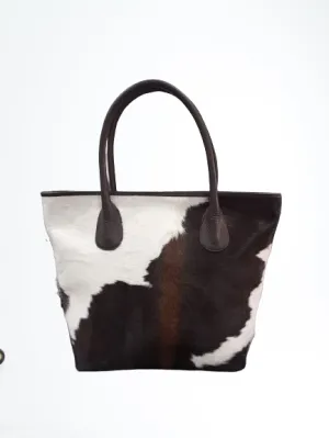 Large Handmade Stylish Tote | Cowhide Shoulder Handbag