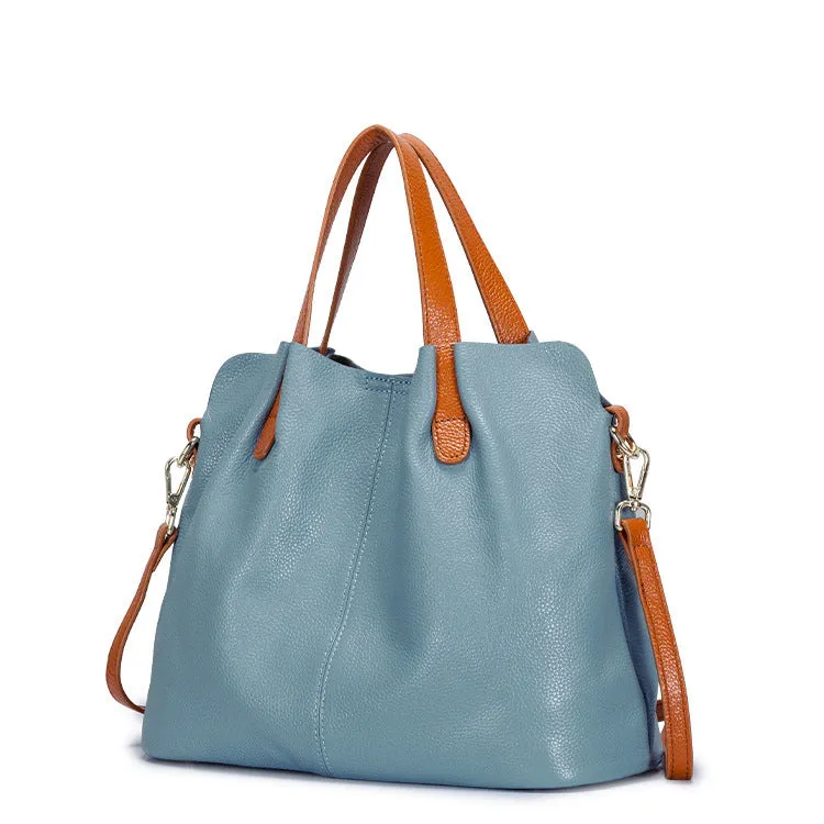 Leather bag mother bag soft leather tote bag