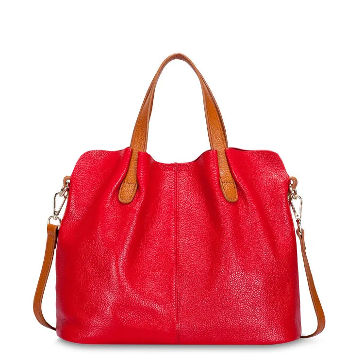 Leather bag mother bag soft leather tote bag