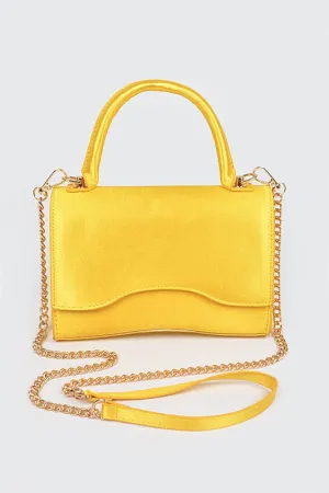 Light Yellow Shiny Chain Crossbody Bag